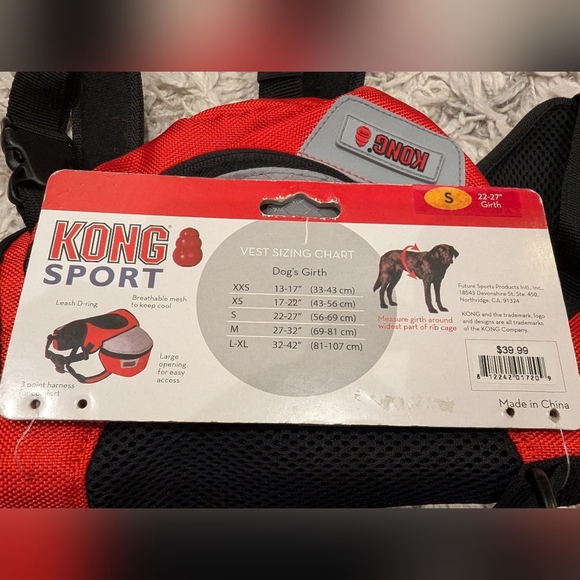 Kong Sport explorer Dog back Pack in Red/Gray/black Size S 22-27" girth. - Picture 8 of 15